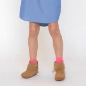 MINNETONKA Kids double fringe side zip boots moccasin booties